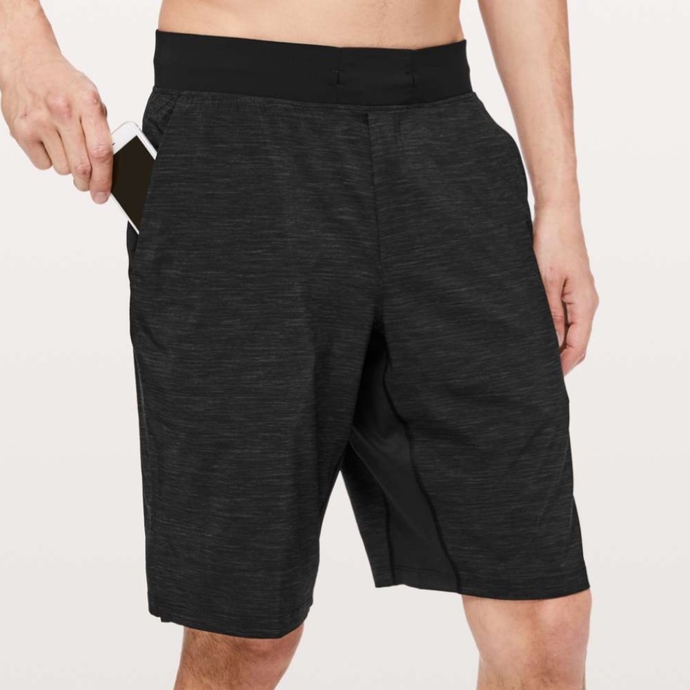Lululemon T.H.E. Short *Linerless 11" (Heather Allover Deep Coal Black)